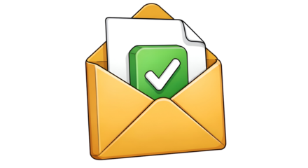 Successful message delivered with a green checkmark inside an open envelope