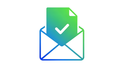 Securely delivered message confirmed with a vibrant checkmark icon