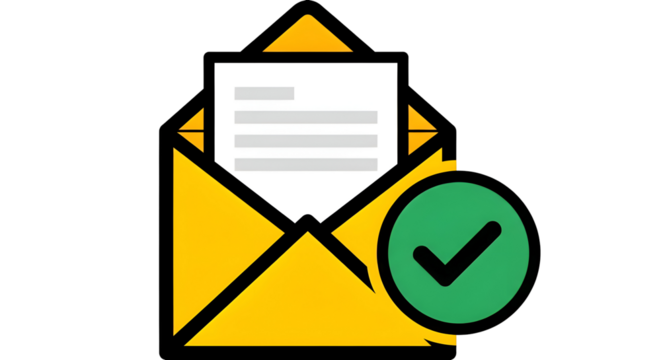 Confirmed email delivered with a green checkmark for successful communication