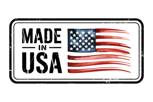 Proudly Made in USA emblem with distressed American flag