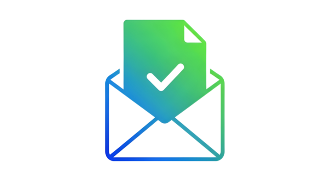 Securely delivered message confirmed with a vibrant checkmark icon
