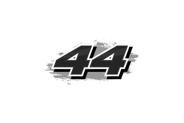  Racing Number  44 with Grunge Brush Stroke and Halftone Effect