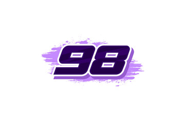  Racing Number  98 with Grunge Brush Stroke and Halftone Effect