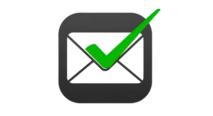 Secure email confirmation achieved with a vibrant green checkmark on envelope icon