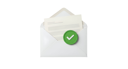 Approved mail with confirmation checkmark, perfect for business communication success