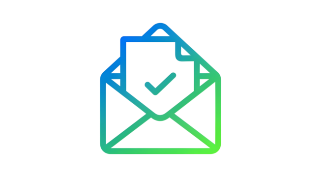 Email confirmation icon with checkmark, modern digital communication symbol