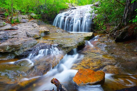 Moss Rock Preserve Waterfalls and Cascades in Hoover near Birmingham Alabama after a spring rain.