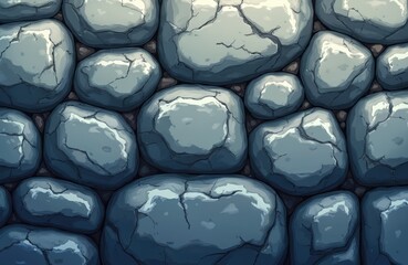 Fototapeta premium Anime stone texture shows cartoon wall. Stylized illustration presents stone background. Rough rock surface looks aged, worn. Hard solid wall is ready for fantasy project or mystical design.