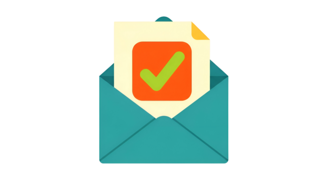 Email notification with a green checkmark confirming important task completion