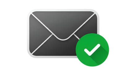Modern email notification icon with success checkmark for digital communication