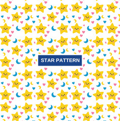 Cute Yellow Star Pattern | Seamless Vector Design with Twinkling Stars and Soft Pastel Background