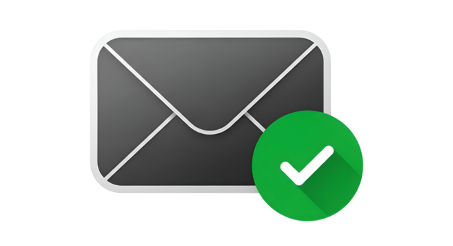 Modern email notification icon with success checkmark for digital communication