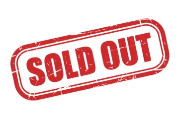 Urgent red stamp declares 'SOLD OUT' to signify demand