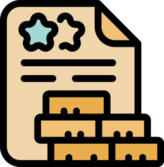 Product quality certification document with star ratings and storage boxes, representing quality control and product excellence