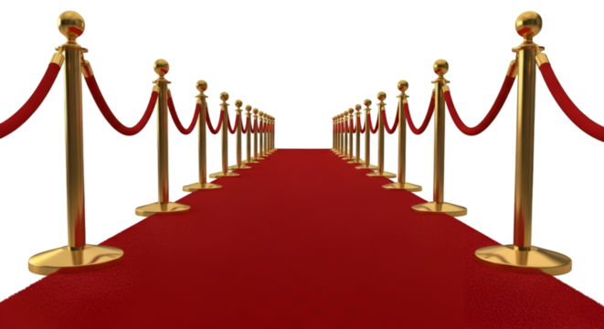 Red Carpet with Gold Stanchions and Ropes event premiere