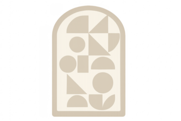 Neutral boho arch shape with abstract geometric pattern