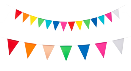 Colorful Triangle Bunting Flags on White Background