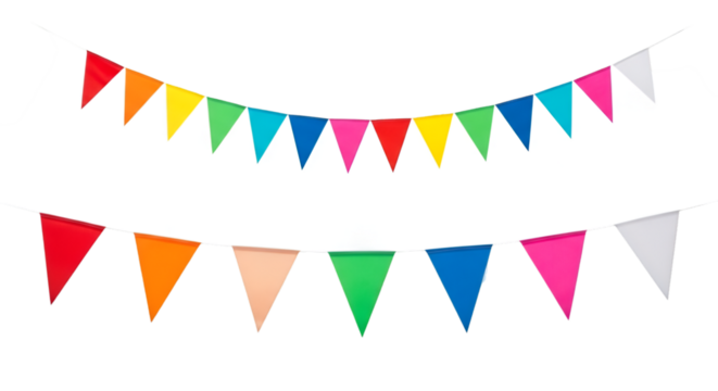 Colorful Triangle Bunting Flags on White Background - Powered by Adobe