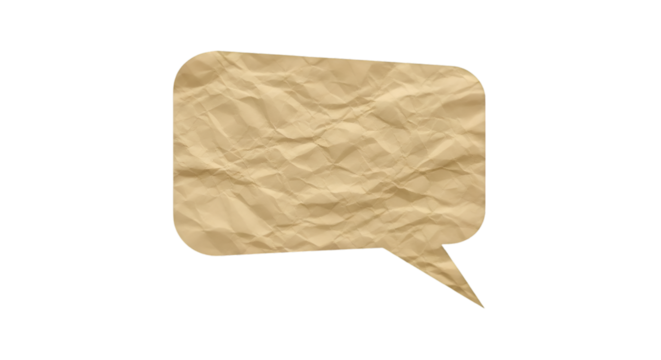 Crumpled Brown Paper Speech Bubble Isolated talk bubble