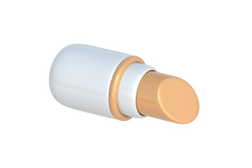 Single lipstick isolated on white background. Cosmetic accessories. Makeup tool. 3d render