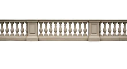 Stone balustrade section on black background railing