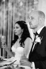 portrait of the newlyweds at the presidium