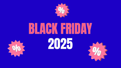 Black Friday 2025 Sale Banner with Golden Confetti on Blue Background