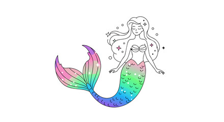 Enchanting Mermaid with Celestial Tail and Dreamy Expression.