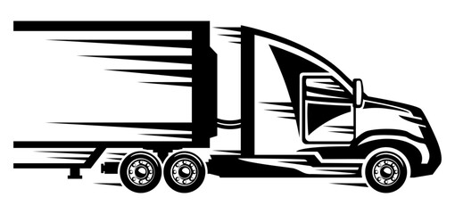 Monochrome fast truck icon on a white background.