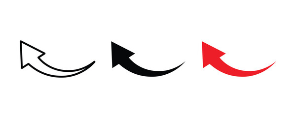 Curved arrow sign. Arrow icon set. Curved arrow left direction vector sign.