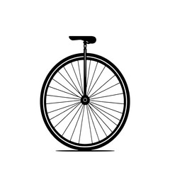 Fototapeta premium Minimalist Black and White Unicycle Icon with Detailed Spoked Wheel and Shadow
