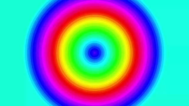 Psychedelic Trippy Gradient Concentric Circles Flashing Rainbow Optical Illusion Rings, Hypnotic Color Motion, 4K Vibrant smooth Radial Pattern Background Loop