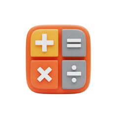 Fototapeta premium 3d rendered calculator icon with basic math symbols isolated on transparent background