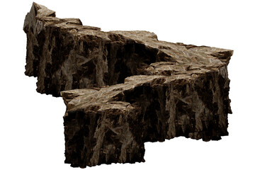 old tree trunk/Natural brown rock formation with rough texture and detailed surface, isolated on white background. © Saharattaphum