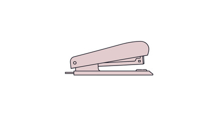 Minimalist illustration of a light pink stapler, a common office supply for binding documents, set against a clean white backdrop.