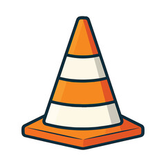 Bright orange and white striped traffic cone used for road construction and safety guidance