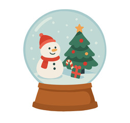 Illustration of Snow Globe with Christmas Scene