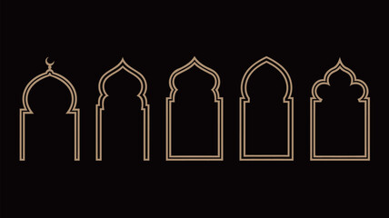 Elegant Islamic arch shapes for Ramadan and Eid Mubarak designs, perfect for creating invitations, greeting cards, or website elements with a modern minimalist style