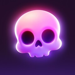 Obraz premium Halloween 3D icon of cute skull against gradient background for holiday celebration and spooky game asset design
