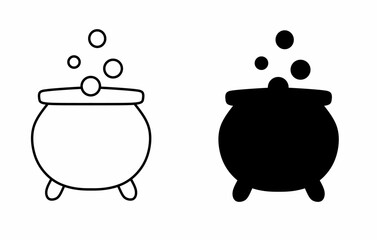 Witch cauldron icon isolated on white background