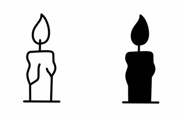 Candle icon set isolated on white background