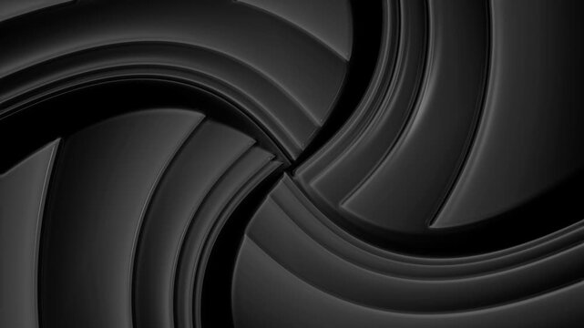 Black and gray curved lights animation background, Futuristic energy motion design with smooth gradient shapes