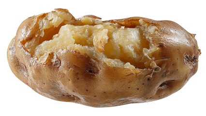 Perfectly baked russet potato with soft fluffy interior and crispy skin ideal for a comforting meal isolated on transparent background