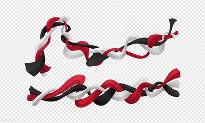 Design elements for Yemen's Remembrance Day on November 30 with red, white, and black striped 3D objects