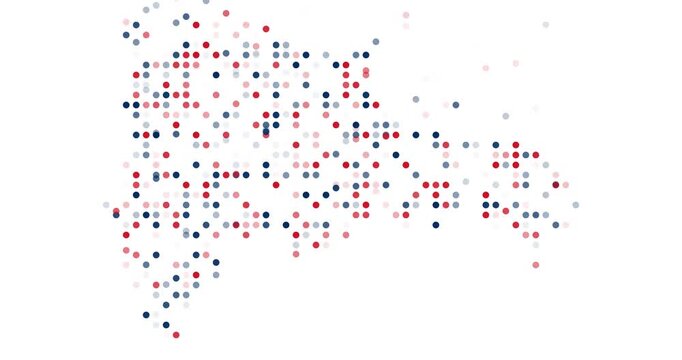 Flowing Dots Generate the Dominicana Map Shape