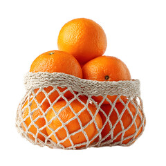 Fresh Orange Fruit in Net on White Background - Professional Stock Photo