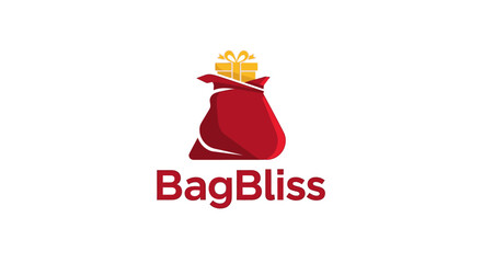BagBliss Logo Featuring a Red Bag Overflowing with Golden Gift.