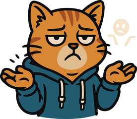 Sarcastic Cartoon Cat Shrugging in Urban Vector Style