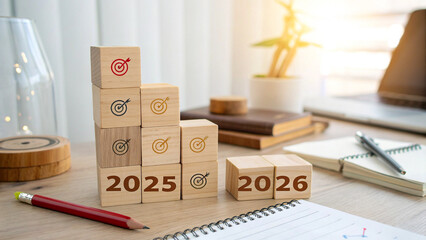 Transitioning from 2025 to 2026, challenge target business for the upcoming year, representing new beginnings, planning