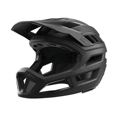 Fototapeta premium Black full face mountain bike helmet isolated on transparent background